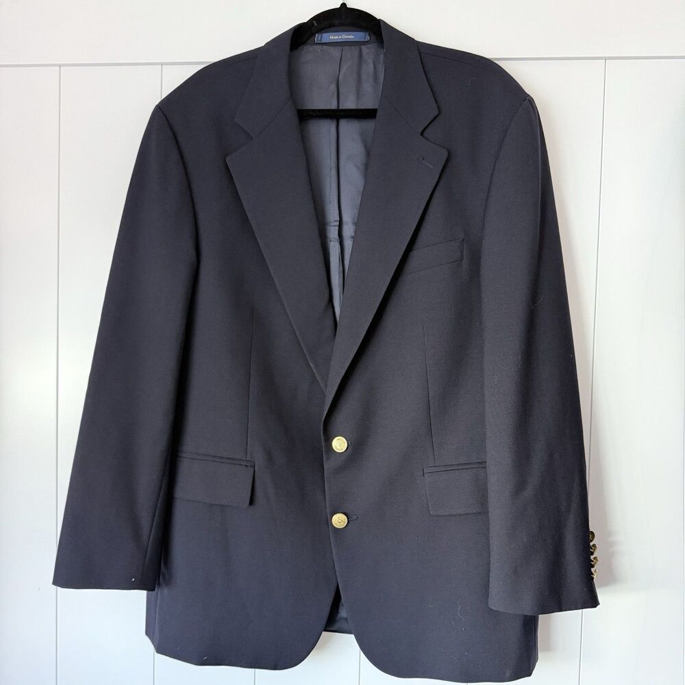 Vintage Polo University Club by Ralph Lauren Navy Blue Blazer 44R Made in Canada - Picture 5 of 16